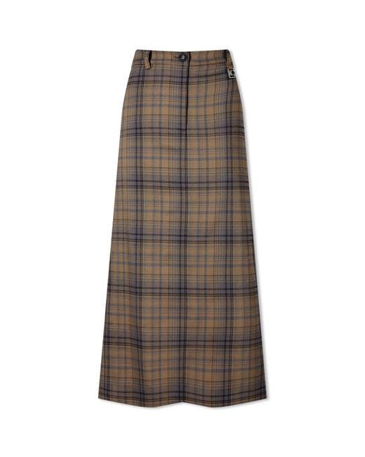 Low Classic Brown Checked Maxi Skirt