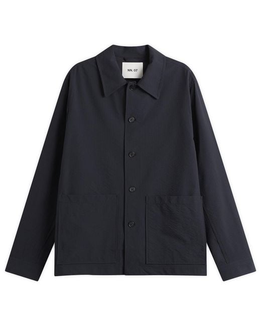 NN07 Black Blaze Seersucker Shirt Jacket for men