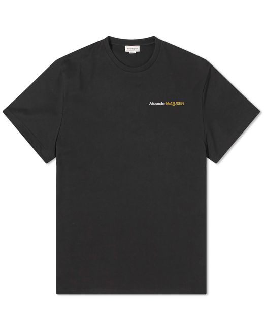 Alexander McQueen Black Embroidered Logo T-Shirt for men
