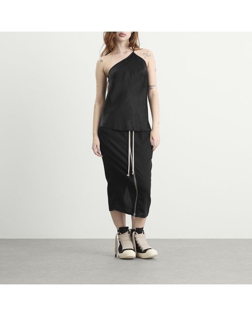 Rick Owens Black One Shoulder Slip Top