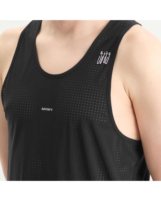 Satisfy Black Space-O Singlet for men