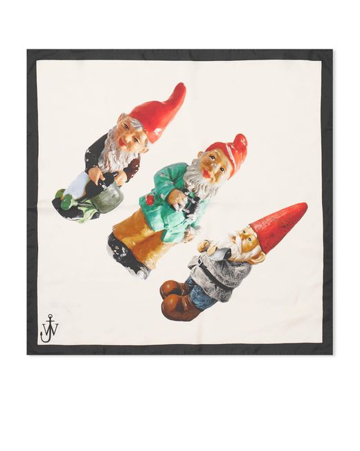 J.W. Anderson White 60 X 60 Scarf With Knome Print