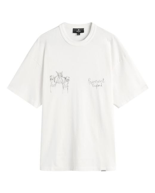 Represent White Hand Drawn Thoroughbred Dogs T-Shirt for men