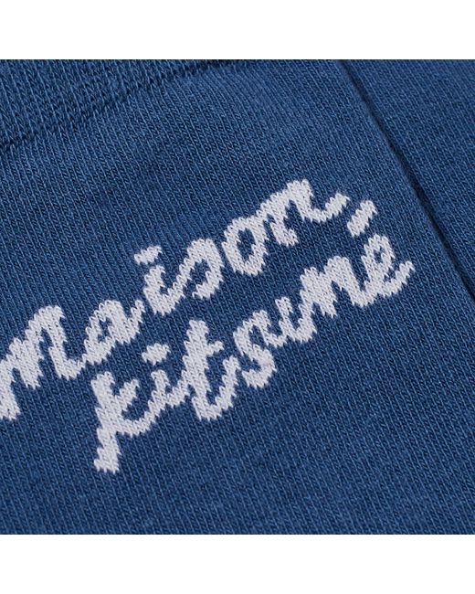 Maison Kitsuné Blue Handwriting Socks for men