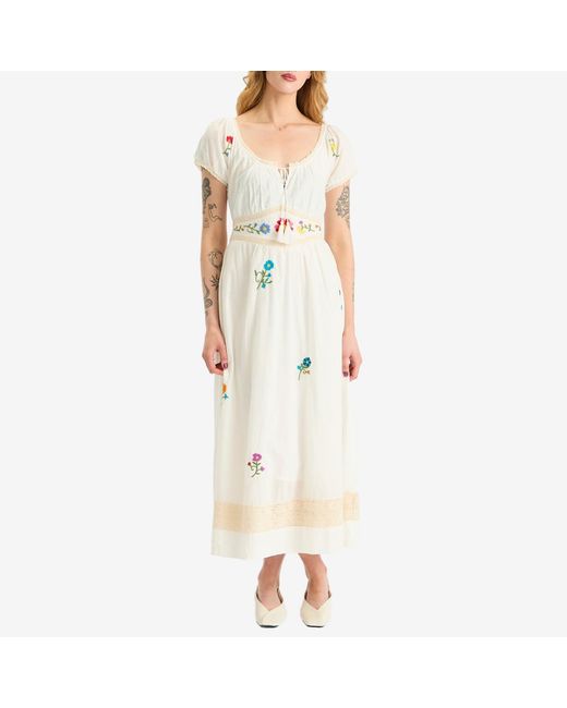 Rixo Natural Alani Ombre Floral Midi Dress