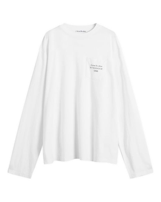 Acne Studios Long Sleeve 1996 Logo Pocket T-Shirt in White for Men