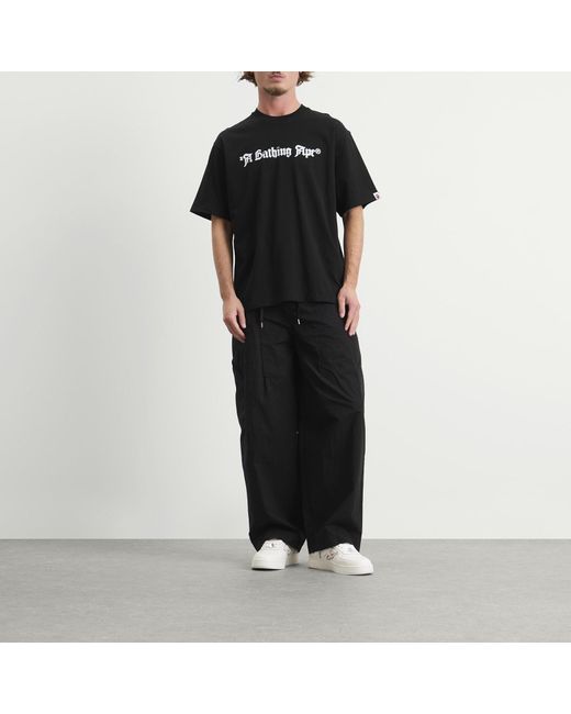 A Bathing Ape Black Gothic Logo T-Shirt for men