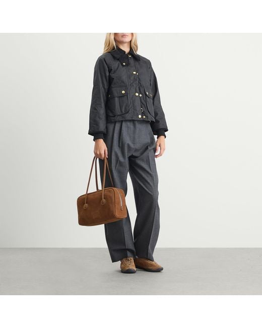 Barbour Black Cropped Beadnell Wax Jacket