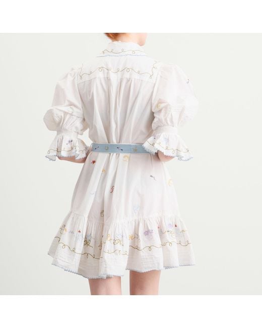 ALÉMAIS White Giulia Embroidered Mini Dress