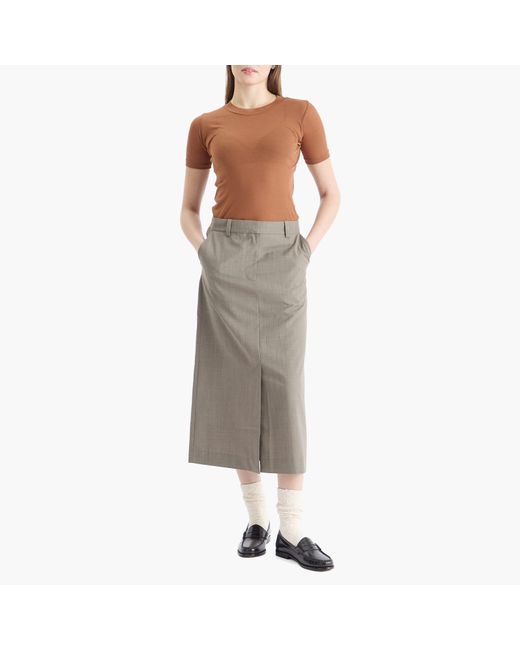 Auralee Brown Sheer Rib T-Shirt