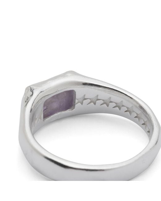 Twojeys White Rectangular Florite Stone Ring