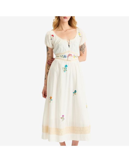 Rixo Natural Alani Ombre Floral Midi Dress