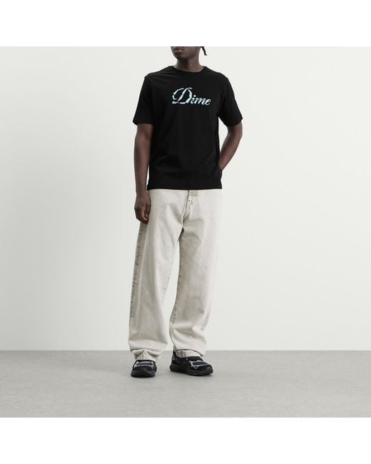 Dime Black Cursive Paper Cut T-Shirt for men