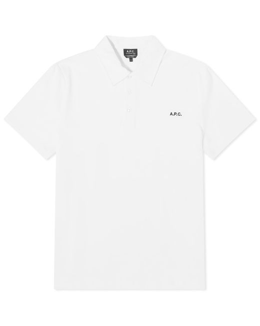 A.P.C. White Carter Logo Polo Shirt for men