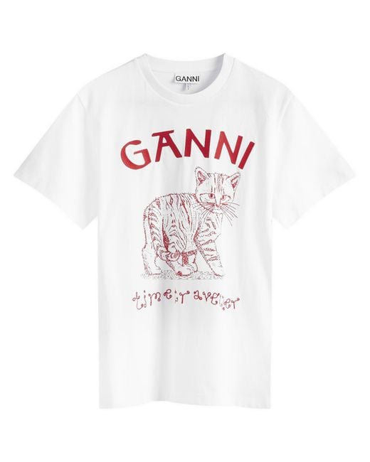 Ganni White Cat T-Shirt