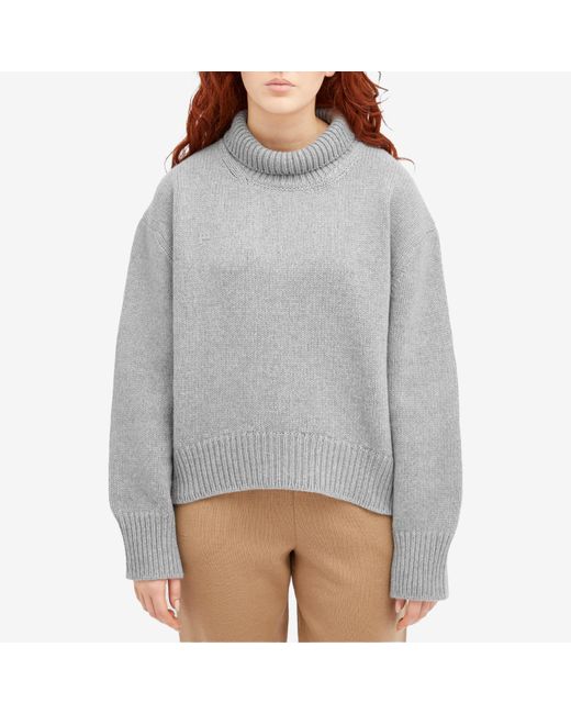 PANGAIA Gray Recycled Cashmere Knit Chunky Turtleneck Sweater