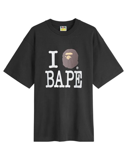A Bathing Ape Black I Love Bape T-Shirt for men