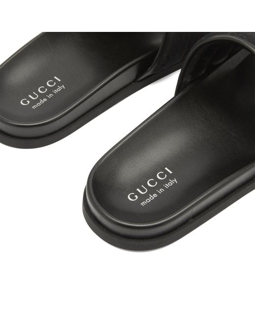 Gucci Black Rhein Gg Canvas Slide for men
