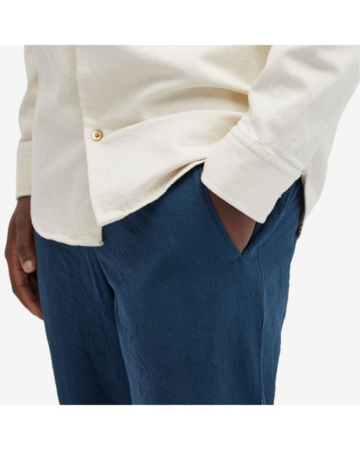 Folk Blue Crinkle Drawcord Assembly Trousers for men