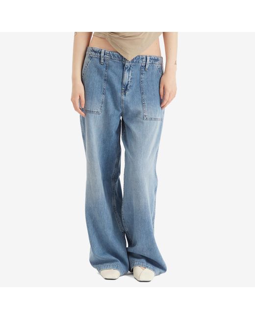 GOOD AMERICAN Blue Lite Linen Denim Pants