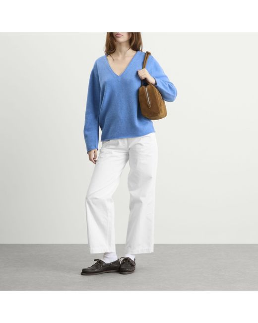NOTHING WRITTEN Blue Cerin Deep V-Neck Pullover