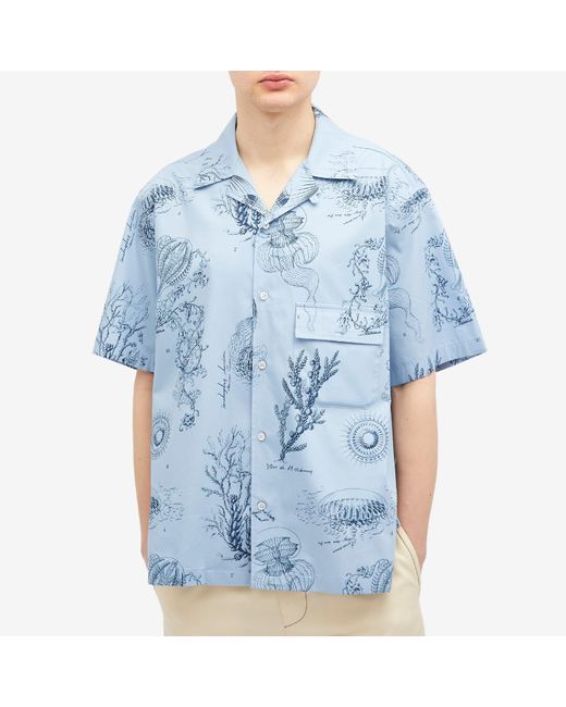 Wooyoungmi Blue Marine Print Vacation Shirt for men