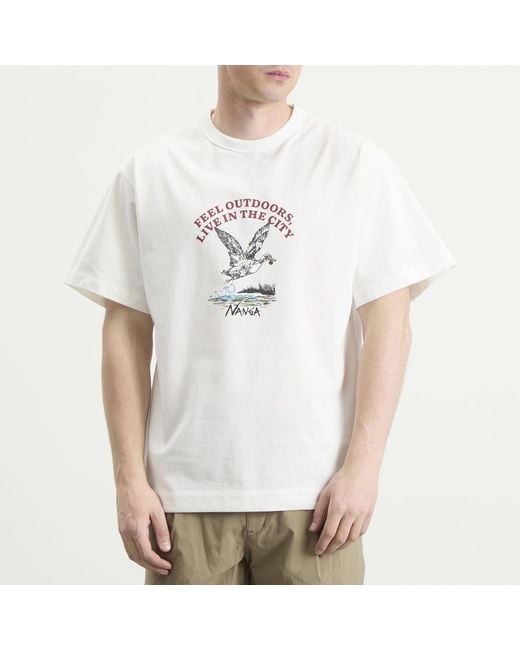NANGA White Eco Hybrid Duck Vintage T-Shirt for men