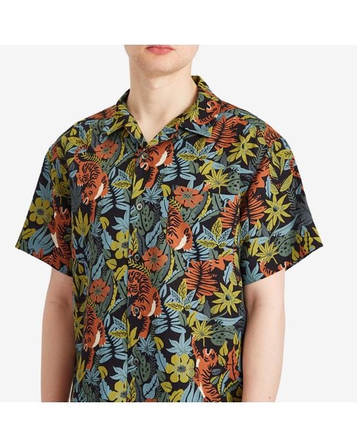 A.P.C. Green Roy Tropical Print Vacation Shirt for men