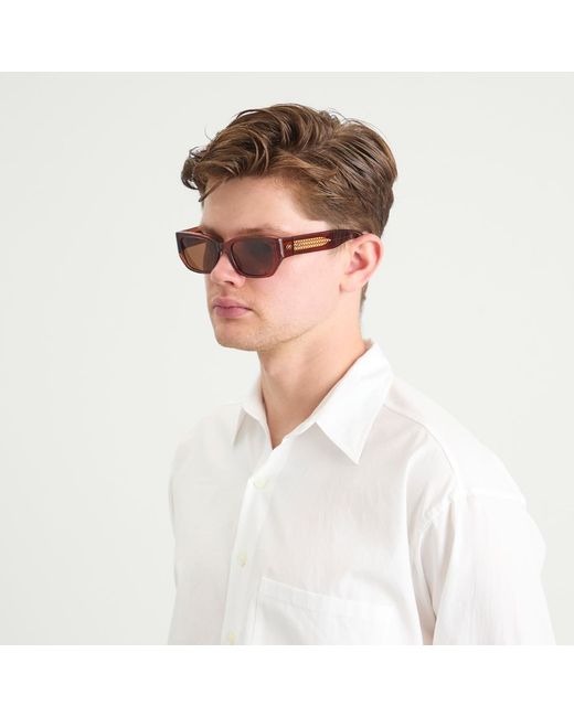 Bottega Veneta Brown Bottega Veneta Bv1400S Intrecciato Wirecore Sunglasses