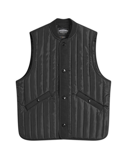 FRIZMWORKS Black Stripe Quilted Mil Liner Vest for men