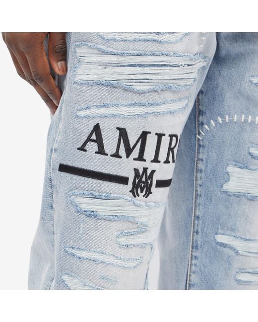 Amiri Blue Ma Bar Logo Straight Jeans for men