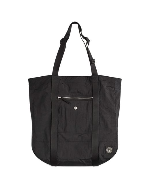 Stone Island Black Nylon Metal Tote Bag for men