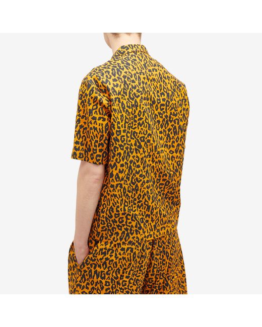 Palm Angels Yellow Leopard Vacation Shirt for men