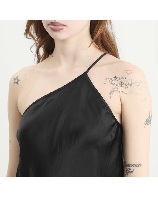Rick Owens Black One Shoulder Slip Dress