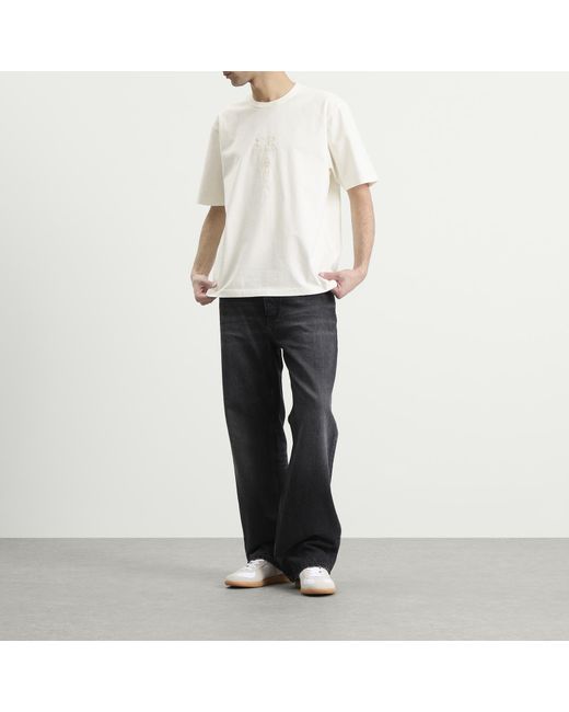 C P Company White 30/2 Embroidered British Sailor Logo T-Shirt for men