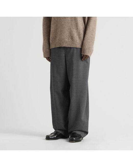 AMI Blue Wool Elasticated Trousers for men