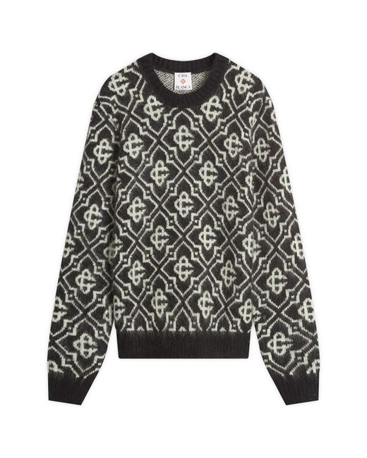 Casablanca Black Monogram Mohair Blend Crew Sweatshirt for men