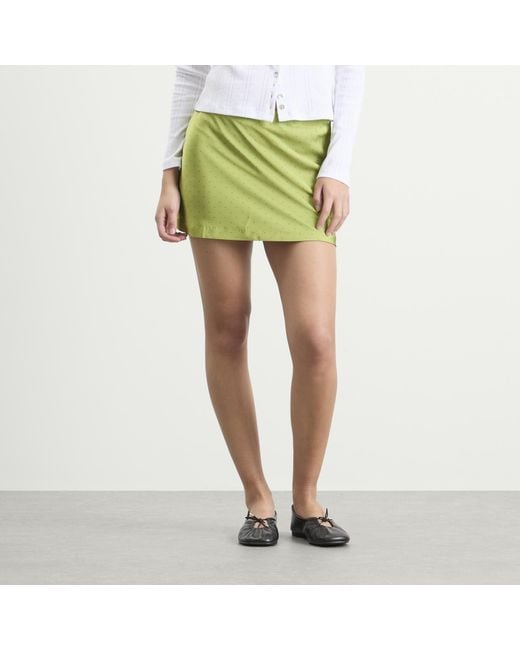 Kijun Green Polka Dot Satin Mini Skirt