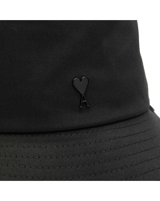 AMI Black Tonal Heart Bucket Hat for men