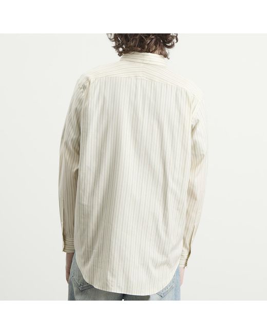 Auralee White Cotton Silk Stripe Shirt for men