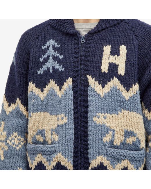 Human Made Polar Bear Cowichian Cardigan in Blue for Men | Lyst