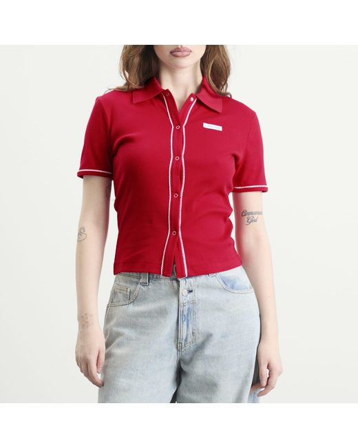 MARINE SERRE Red Cute 70's Polo T-Shirt