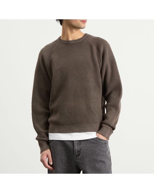 Dime Brown Wave Knit Sweater for men