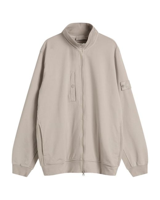 Stone Island Gray Ghost Piece Full Zip Sweatshirt for men