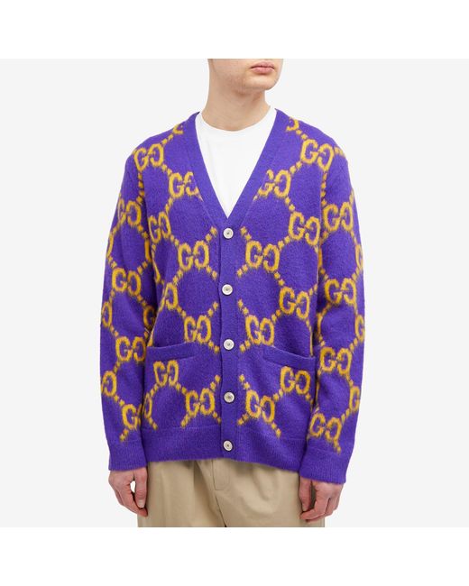 Gucci Purple Jumbo Gg Knit Cardigan for men