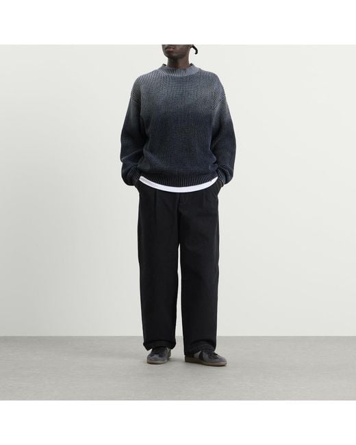 BOUND Blue Spray Wash Cropped Knit Jumper for men