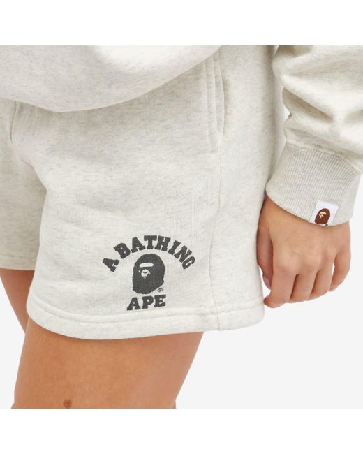 A Bathing Ape White College Sweat Shorts