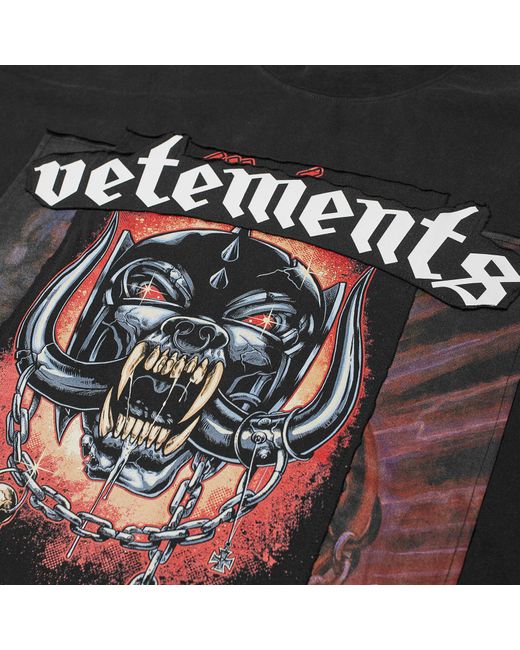 Vetements Black Motorhead Patched T-Shirt for men