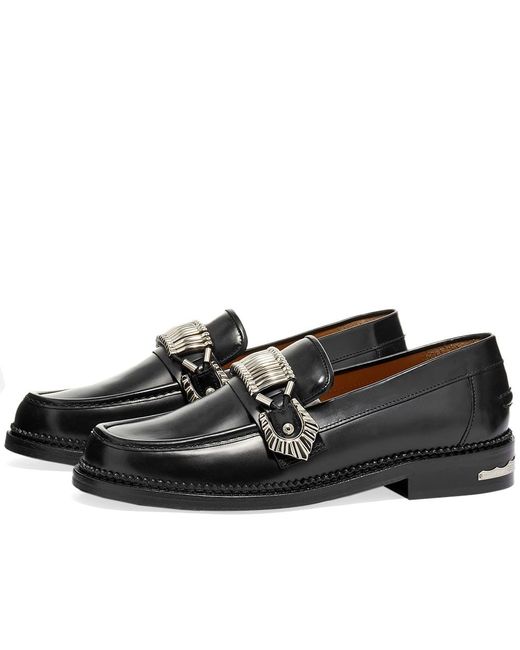 Toga Leather Buckle Loafer Shoe in Black - Lyst