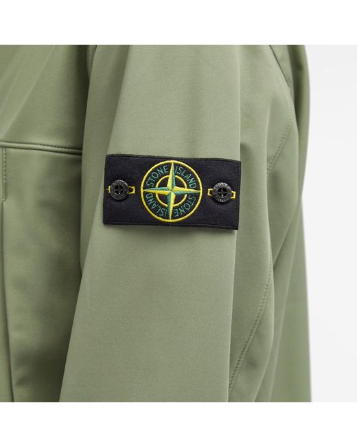 Stone Island Green Soft Shell-R Hooded Jacket for men